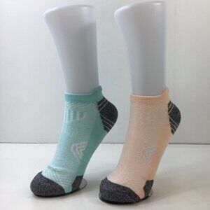 Womens Ankle Socks Set 2 Diamond Pattern Teal Blue Peach Orange Charcoal Gray Wh